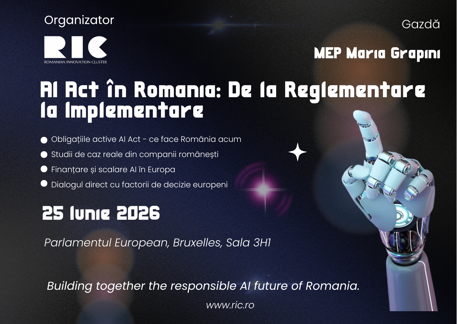 AI Act în România: De la Reglementare la Implementare — 25 iunie 2026, Parlamentul European, Bruxelles